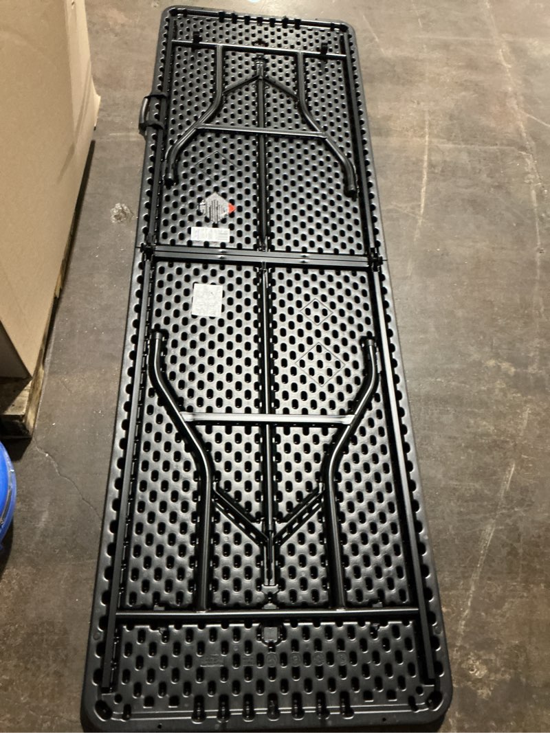 Condition photo showing Good Condition for cosco 3-ft x 8-ft indoor rectangle resin black folding banquet table