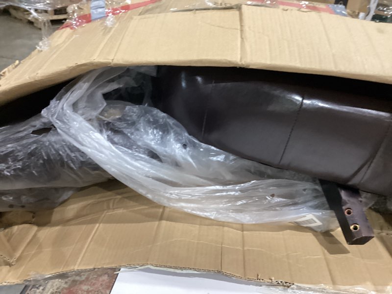 Condition photo showing As Is for roundhill furniture blended leather tufted accent chair with oversized seating, brown