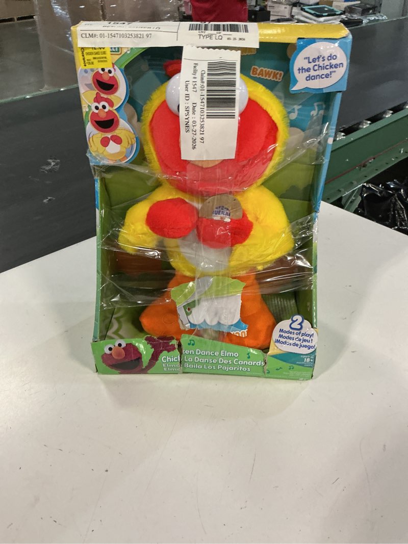Condition photo showing As Is for sesame street chicken dance elmo feature 13 inch plush, dancing plush, stuffed animal, kids toys for ages 2 up by just play