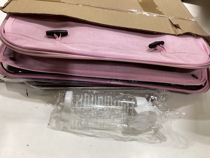 Condition photo showing Good Condition for bird carrier airline approved, bird travel cage with indestructible stainless steel mesh, bird travel bag lightweight and portable with water bottle and bowl pink