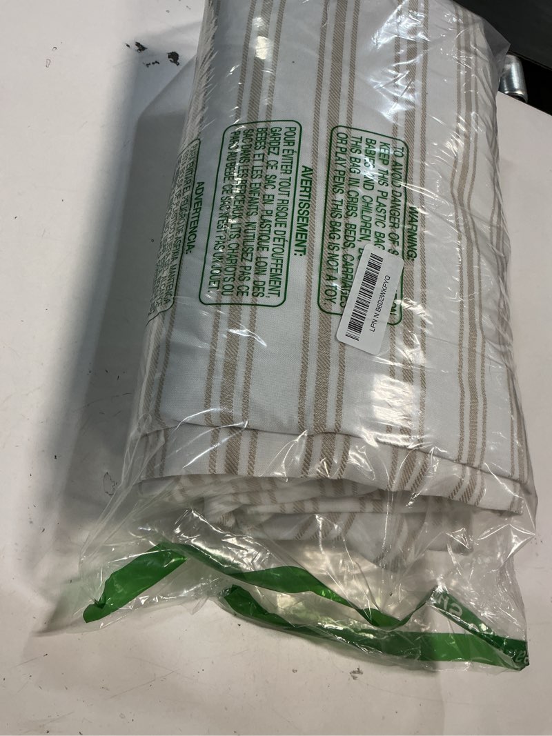 Condition photo showing Good Condition for jinchan striped linen curtains 96 inch long for livingâ roomâ taupe stripe curtains semi sheer curtains back tab light filtering modern farmhouse rustic drapes for bedroom windowâ curtain set 2â panels