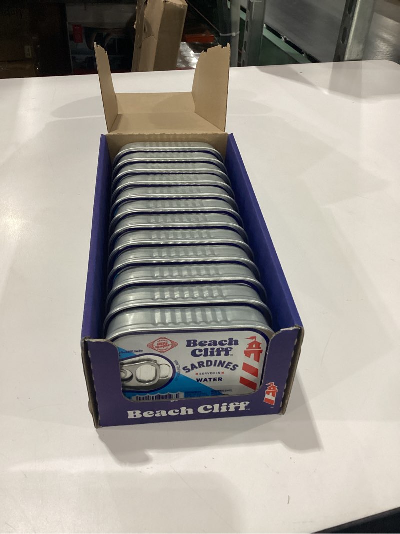 Condition photo showing New/Like New for Beach Cliff Sardines in Water, 3.75 oz Can (Pack of 12) - Wild Caught Sardines - 12g Protein per Serving - Gluten Free, Keto Friendly BEST BY MARCH 2028