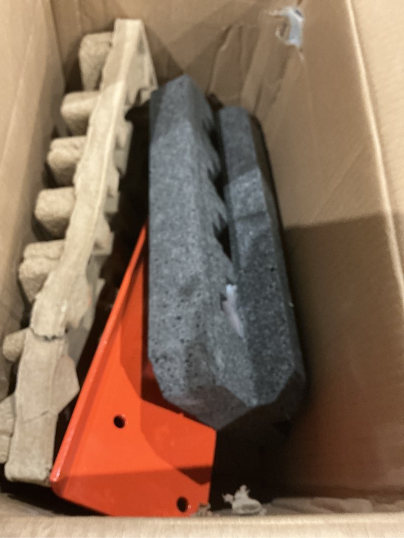 Condition photo showing As Is for (incomplete, missing pieces)jy performance tractor grab hooks compact tractor bucket hooks bolt on compatible with kubota tractor, orange orange for kubota