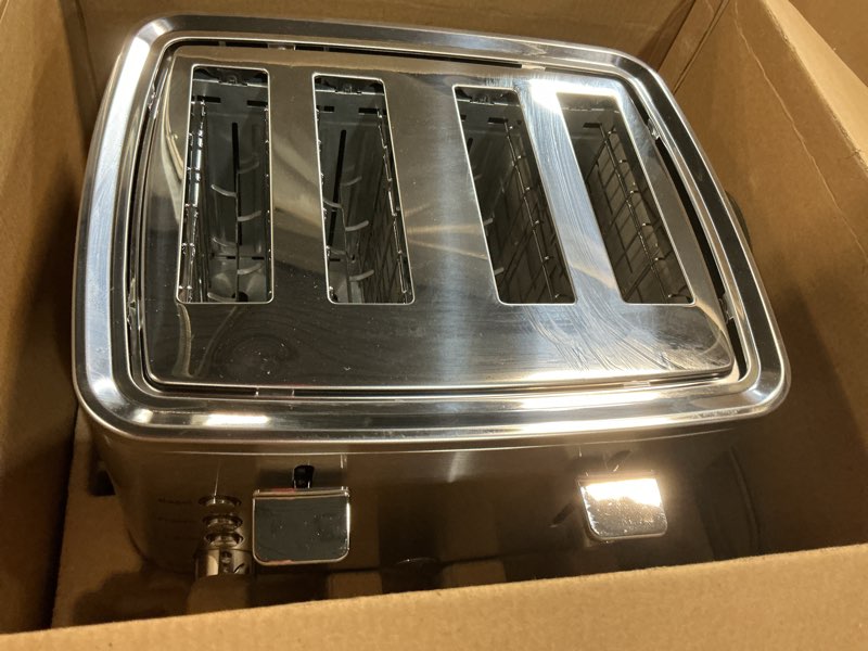Condition photo showing Good Condition for GE Stainless Steel 4 Slice Toaster | Extra Wide Slots for Bagels, Breads, Waffles & More | 7 Shade Options | Countertop Kitchen Essentials | 1500 watt 4-Slice Stainless Steel