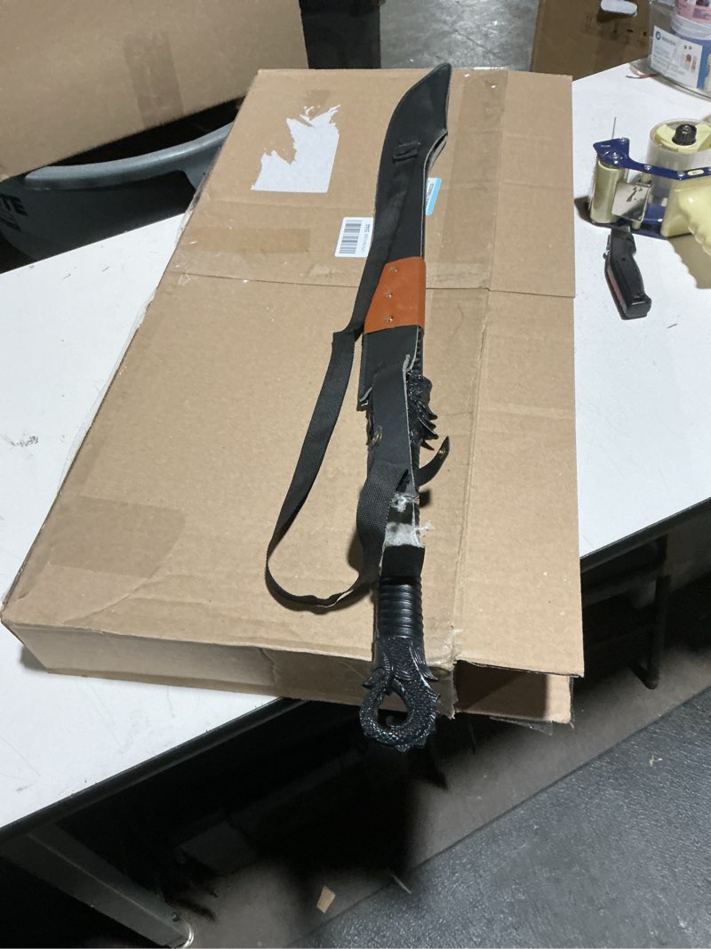 Condition photo showing Good Condition for high strength polypropylene martial arts training sword unbreakable pp plastic with leather sheath, dragon hilt design?black practice katana sword a-39.73 in