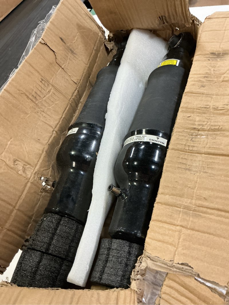 Condition photo showing As Is for rear air strut shock absorber compatible with 2002-2014 cadillac escalade chevrolet avalanche suburban tahoe gmc yukon replace# 15756926, 25979391, 25979393 rear 2002-2014
