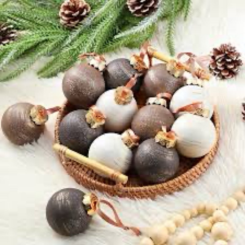 Yunlly 12 Pcs Neutral Textured Christmas Ball Ornaments 2025 4 Inch Large Rustic Copper Brown Xmas O