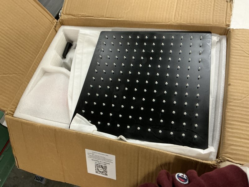 Condition photo showing Good Condition for skowll overhead rain shower kit, wall mount black shower faucet set with handheld, single handle shower system with 12 inch led shower head rough-in valve included