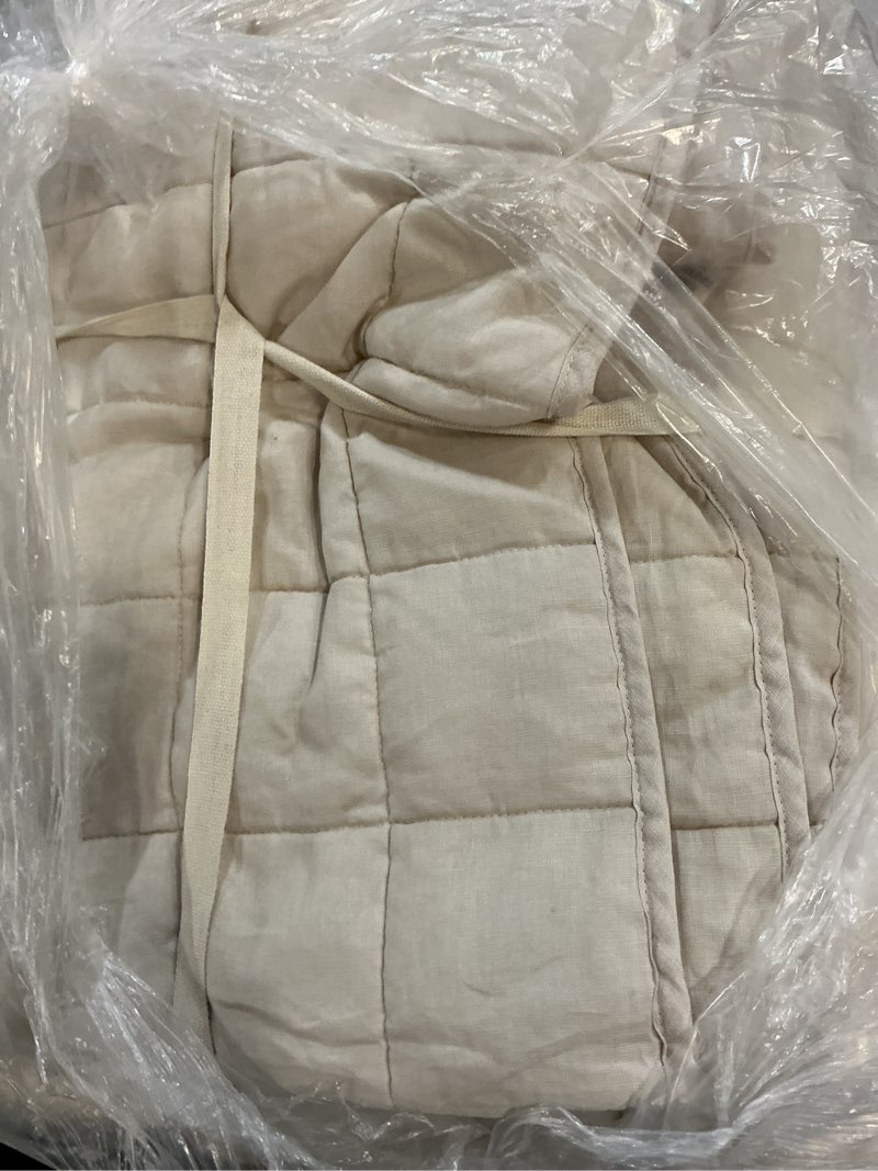 Condition photo showing As Is for quince european linen box quilt, king/cal king, sand 1pcs