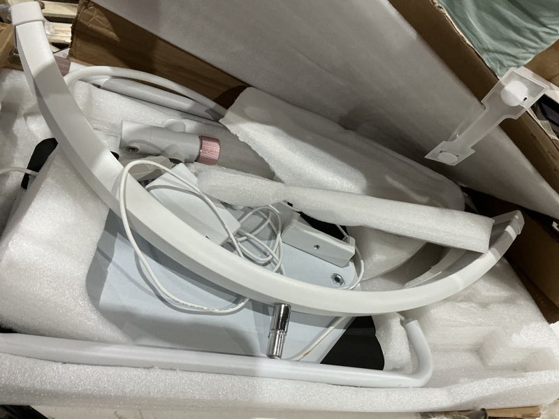 Condition photo showing As Is for lash light for eyelash tech-esthetician ring lantern, half moon light for led lash lamp extensions, tattoo artists, nail tech - cool, warm lamp with adjustable brightness & height, phone holder, white