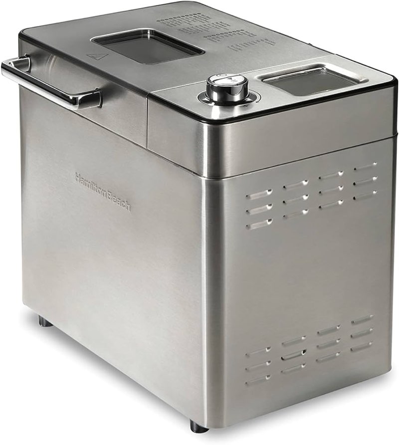 hamilton beach 29890 premium dough & bread maker machine with auto fruit and nut dispenser, 2 lb. lo