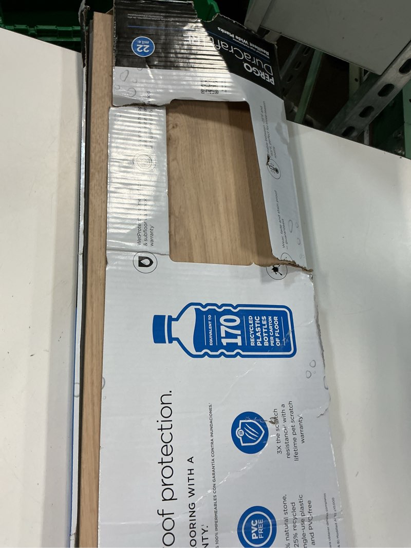 Condition photo showing As Is for pergo duracraft bruges oak 22-mil x 7-1/2-in w x 47-in l waterproof click lock luxury vinyl plank