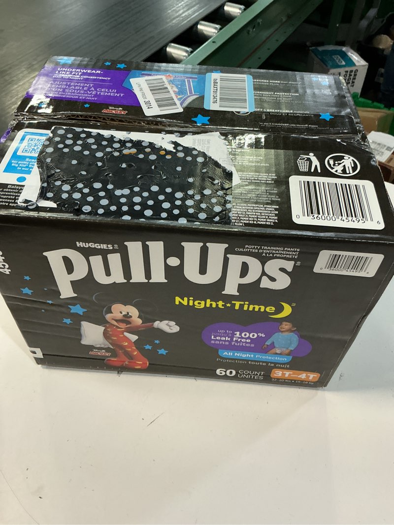 Condition photo showing New/Like New for pull-ups boys' night-time potty training pants, size 3t-4t overnight training underwear (32-40 lbs), 60 ct 3t-4t 60