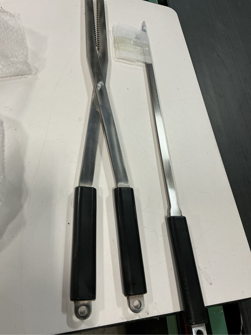 Condition photo showing Good Condition for Tredre Fire Tongs and Fire Poker Set, Stainless Steel Fire Pit Tools for Outside, Heavy Duty Fireplace Tongs Log Grabber for Campfire, Wood Stove, Rust-Resistant Firewood Tong Set Stainless Steel Set