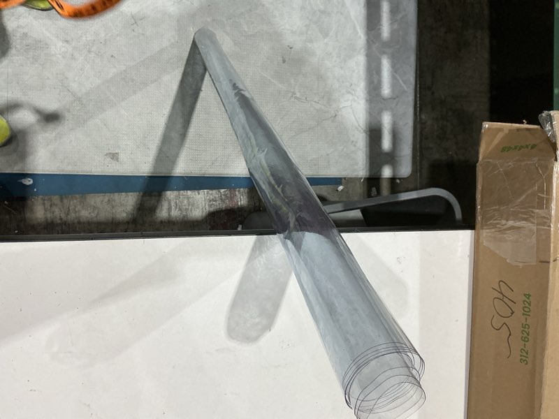 Condition photo showing As Is for farm plastic supply - clear vinyl sheeting - 15 mil - clear vinyl roll, vinyl plastic sheeting, clear vinyl sheet for storm windows, covering, protection, tablecloth protector