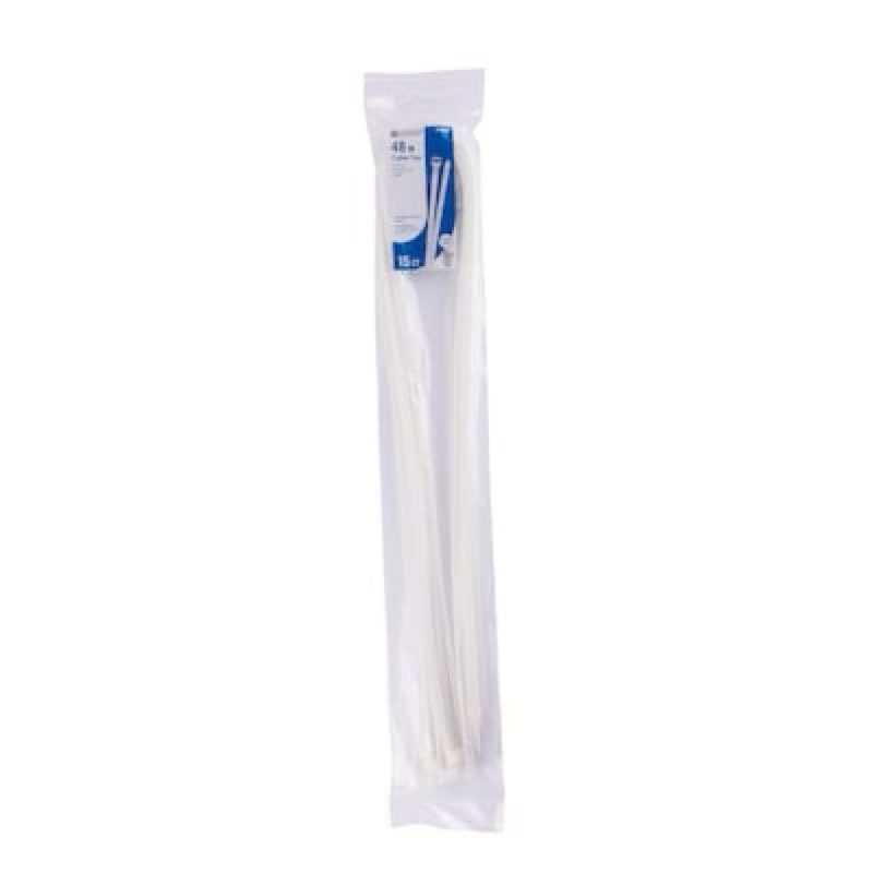 utilitech 48-in 180-lb tensile strength nylon standard zip ties off-white 15 -pack