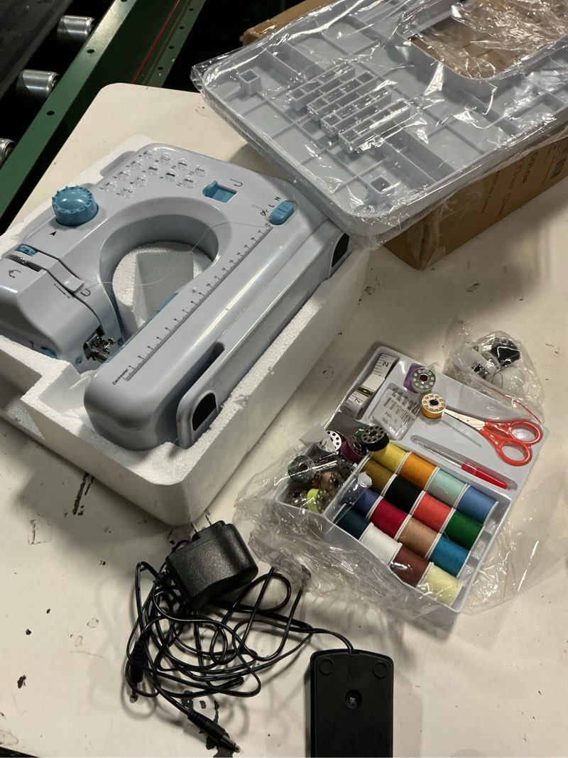 Condition photo showing Good Condition for sewing machine for beginners with extension table mini sewing machineskit supplies 12 built-in stitches with needles assorted thread kit starter kiteasiest for adult and kids ages 8-12 easy sewing