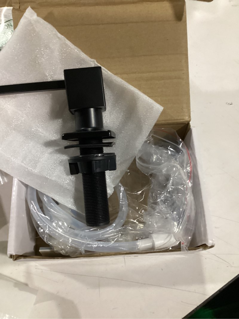 Condition photo showing As Is for yofidra soap dispenser for kitchen sink: built in sink soap dispenser pump, brushed nickel stainless steel sink soap dispenser with 47” tube kit fit for kitchen bathroom in counter black (with 47" extension tube)