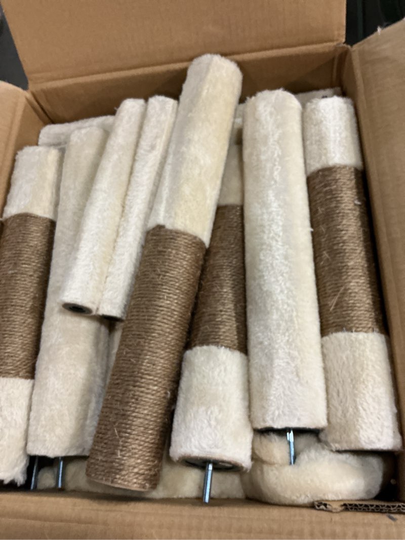 Condition photo showing Good Condition for globlazer cat tree tower with scratching post for indoor cats, 53inch tall plush multi-level cat climbing tower condo house with large hammock, spacious cat cave, big padded top perch bed, f53, beige 53inch beige