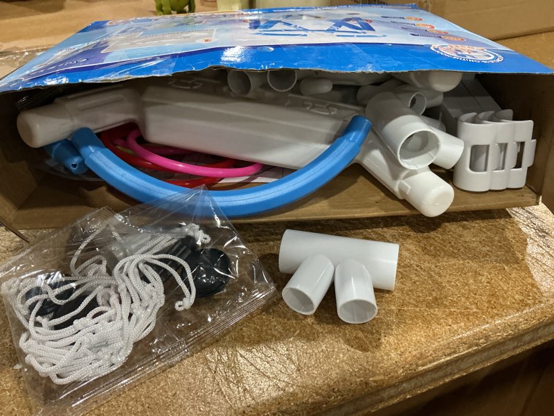 Condition photo showing Good Condition for 2-in-1 pool basketball hoop & ring games, summer water outdoor party pool toys for kids ages 4-8, 8-12, summer outdoor water toys pool games for adults and family birthday pool basketball games toys