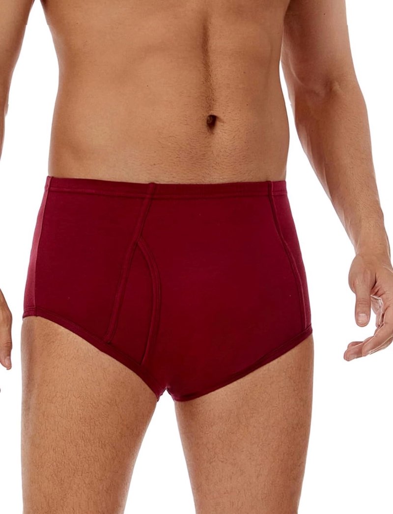 men's incontinence underwear washable - cotton leak proof briefs with flying, complete front & rear leakproof, 150ml absorbency (2-pack 1-burgundy and 1 light gray.)