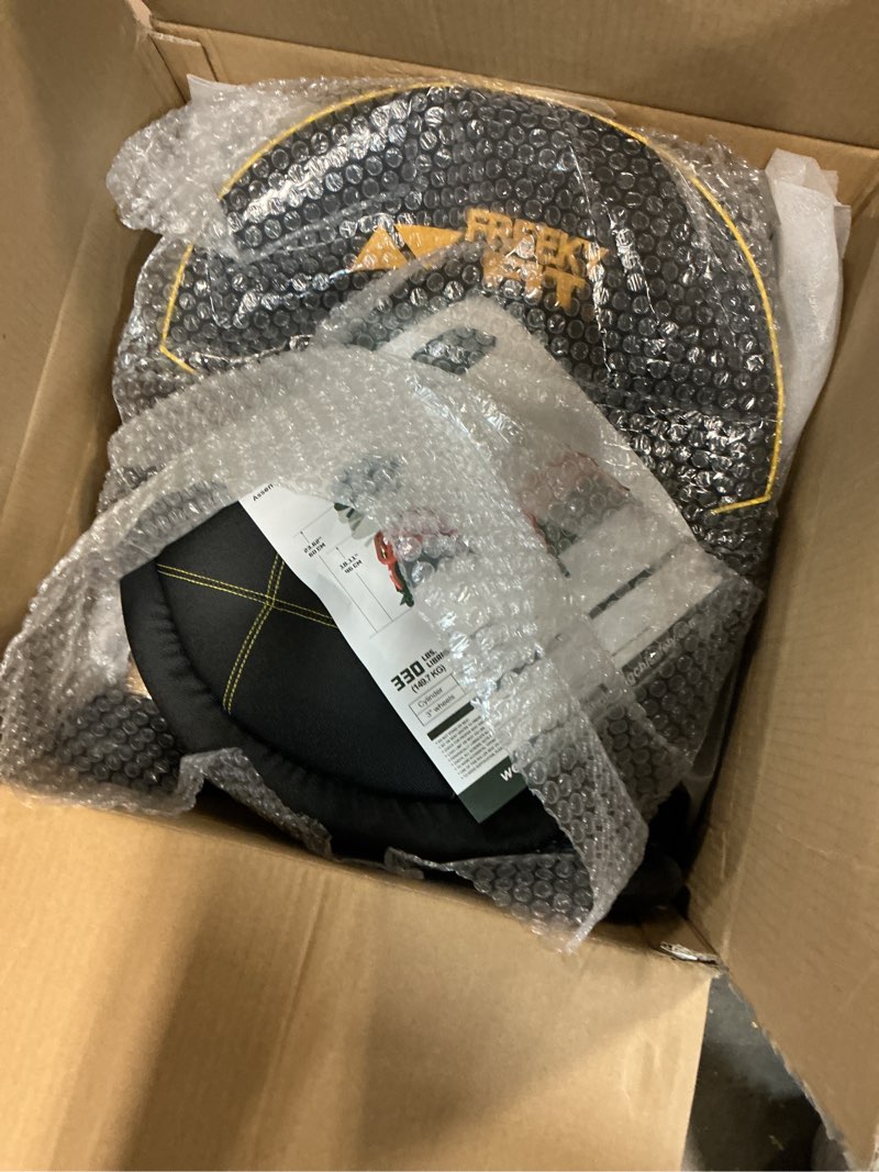 Condition photo showing Good Condition for Rolling Shop Stool with Wheels, Garage Work Mechanic Stool with Backrest, Roller Mechanic Chair, Adjustable Height, 360° Swivel, Tool Tray Storage, 330 LBS Capacity, Heavy Duty, Yellow