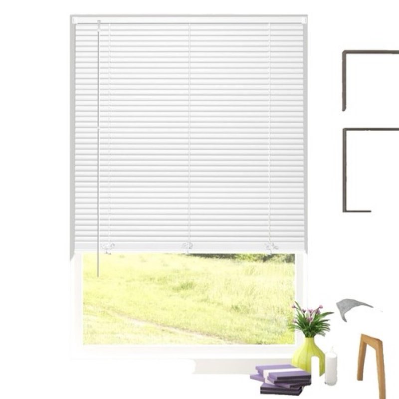 Project Source 1" Room Darkening Cordless Vinyl Mini Blinds 23" x 64" White