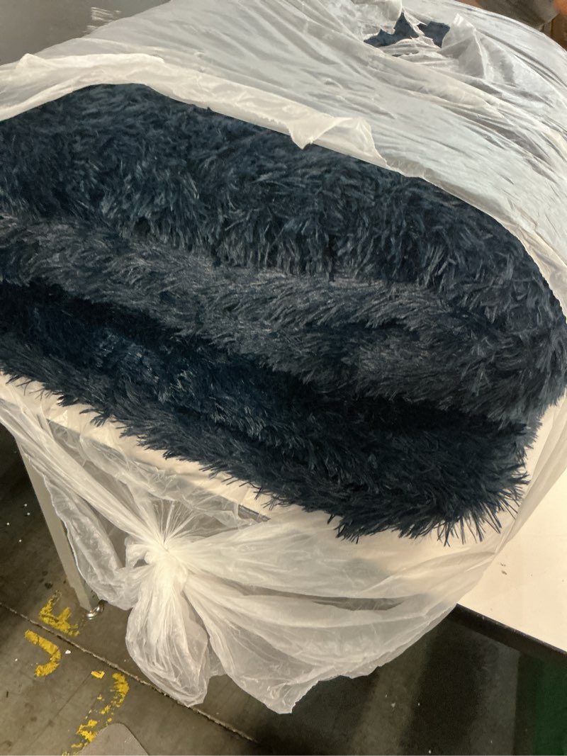 Condition photo showing As Is for shag area rugs for living room, soft fuzzy plush rugs, upgrade anti-skid modern furry rugs fluffy carpets for kids room nursery home decor dark blue, 5x7 feet dark blue 5' x 7' (rectangular)