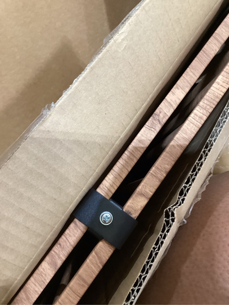 Condition photo showing As Is for babelio baby gate for stairs & doorways, 26-43" w 28" h no bottom bar| easy installation| one-handed operation| auto-close| hardware mount (drill needed) safety dog/pet gate (brown wood pattern) brown wood pattern - b17 28" h, 26-43" w-standard