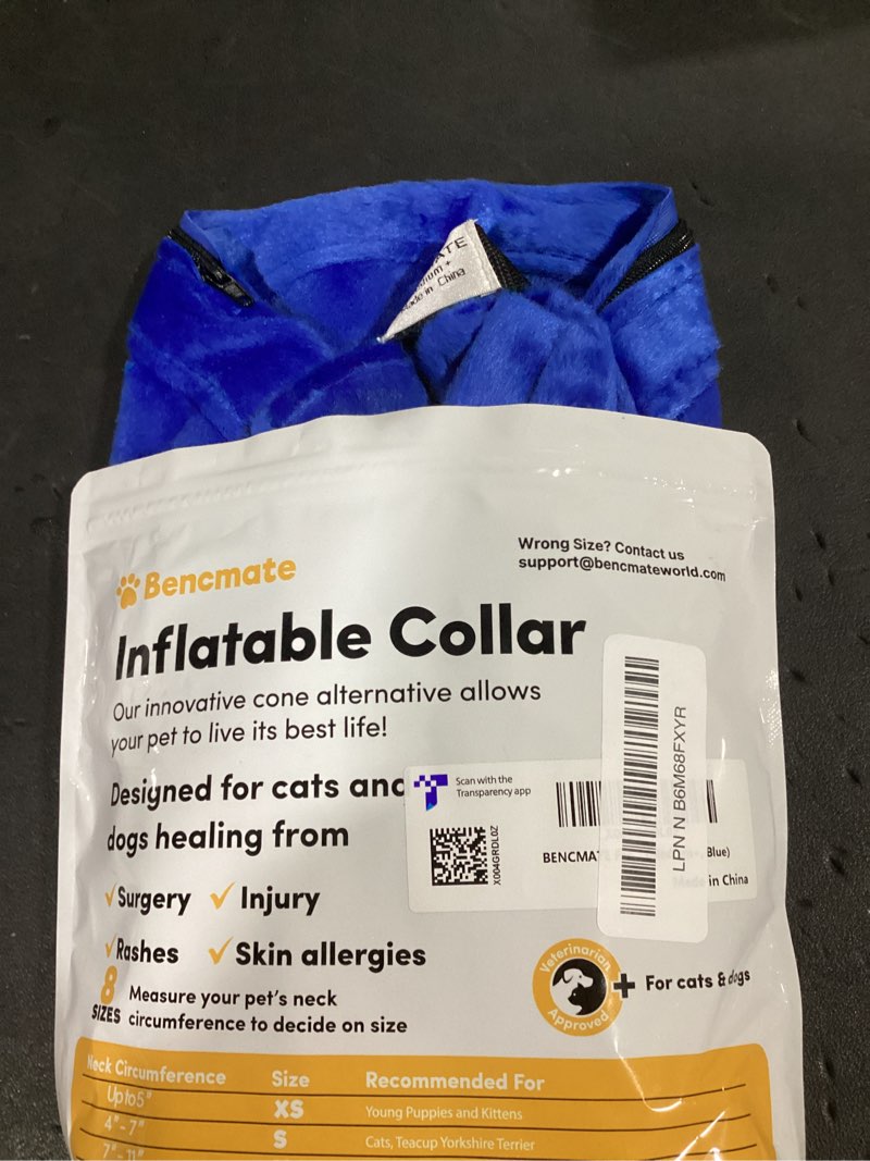 Condition photo showing Good Condition for bencmate inflatable dog cone collar alternative, soft dog cone for small medium large dogs and cats, neck recovery ecollar donut collar after surgery (medium+, blue) blue medium+ [neck:11"-14"]