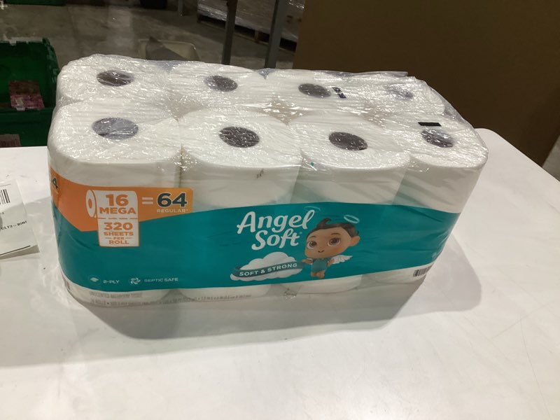 Angel Soft Toilet Paper, 16 Mega Rolls = 64 Regular Rolls, Soft and Strong Toilet Tissue 20 sheet (Pack of 16)