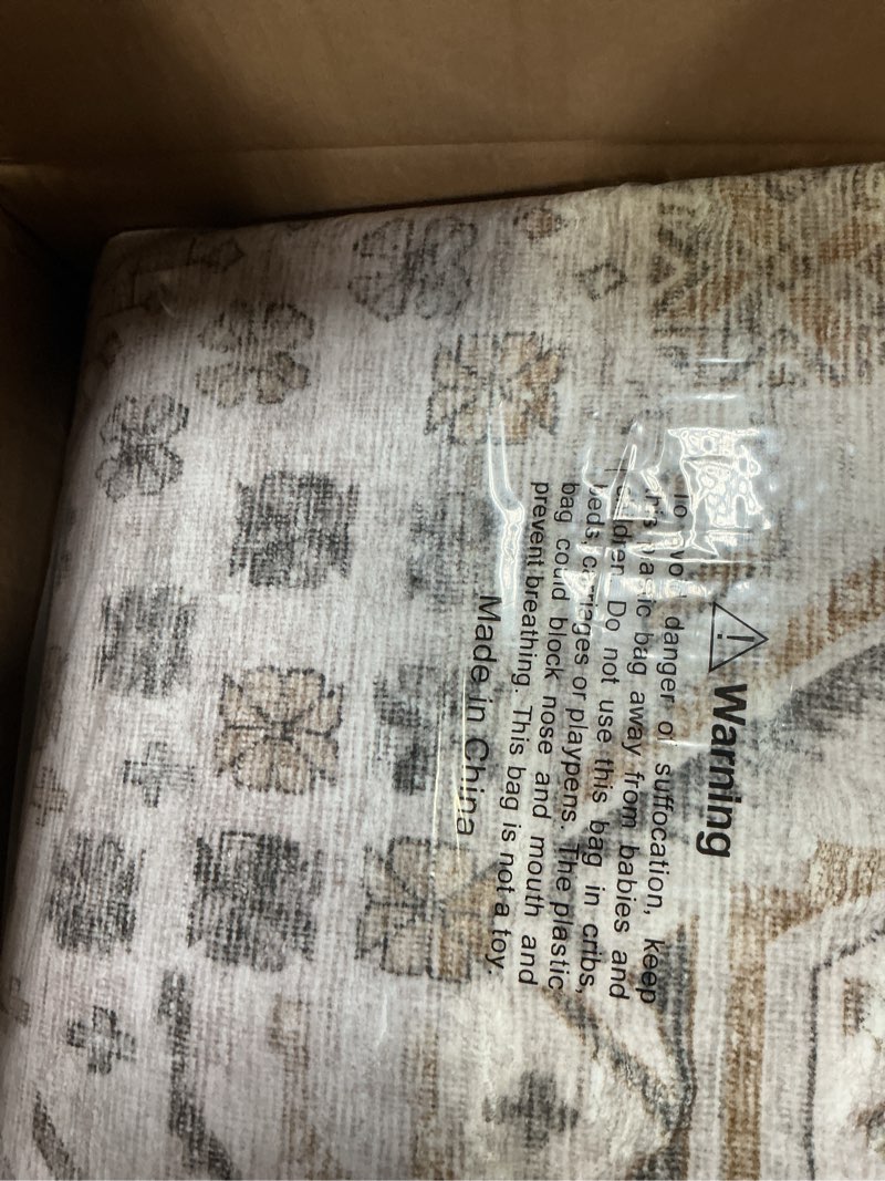 Condition photo showing Good Condition for RESARE-Area Rug 9X12 Rug for Living Room-Machine Washable Rugs for Bedroom-Soft Vintage Beige Non Slip Carpet- Rug for Dining Room Office Under Bed or Table 9ft X 12ft Beige