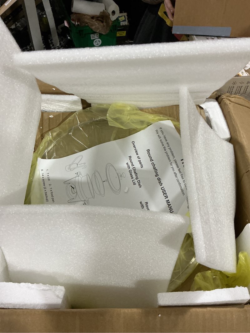 Condition photo showing Good Condition for rovsun 5qt 4 packs chafing dish buffet set gold accent, nsf round stainless steel buffet warmer chafers and warmers sets with glass lid & lid holder for catering events parties weddings dinners