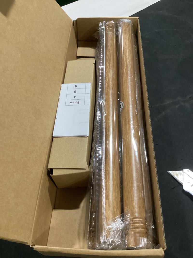 Condition photo showing New/Like New for wood curtain rods for windows 48 to 84 inch(4-7ft), 1 inch diameter heavy duty curtain rod, adjustable decorative drapery poles with carved round boho finials for bedroom & livingroom wood 48-84"