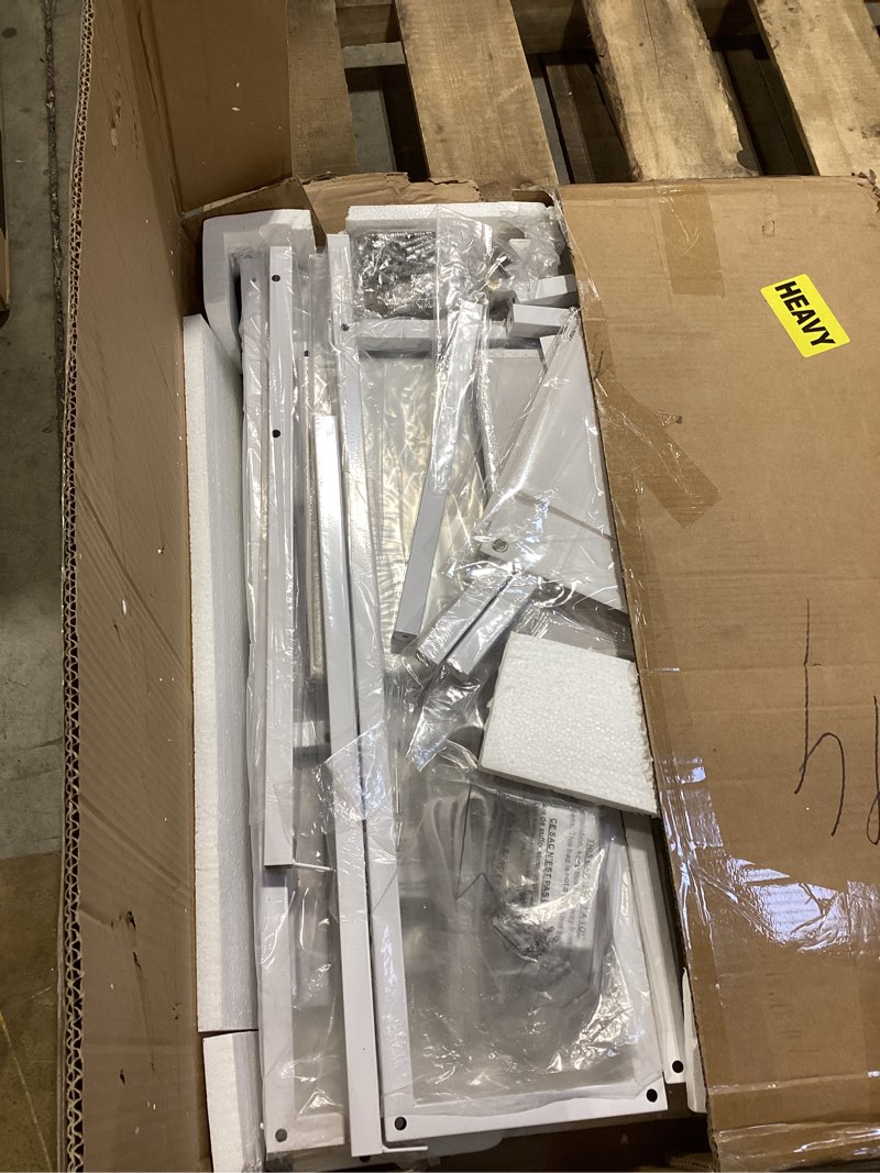 Condition photo showing Good Condition for Corner Vanity Desk with Charging Station, 49.6" Makeup Table with Fabric Drawers & Side Pocket, Space-Saving Dressing Table for Small Space Bedroom Dorm(White)