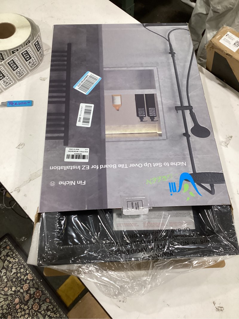 Condition photo showing As Is for Uni-Green Ready Tile Double Shelf Shower Niche 25" x 17" x 4" Dimensions - Toiletry and Bathroom Niche Storage- Simple Installation with Texture Surface Shower Cubby Double Shelves