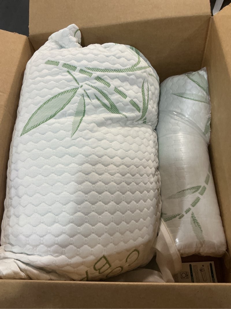 Condition photo showing Good Condition for Memory Foam Pillows, Cooling Pillows Queen Size Set of 2 Adjustable Firm Bamboo Bed Pillows for Hot, Side, Back and Stomach Sleepers