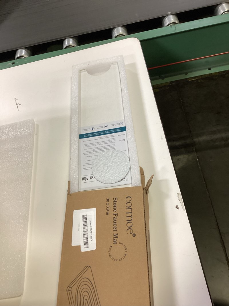 Condition photo showing New/Like New for 30 Inch Faucet Mat for Kitchen Sink - Instant Dry Sink Protector for Countertop, Extra-Long Diatomaceous Earth Stone Sink Tray Around Faucet for Kitchen Bathroom RVs (Light Grey, 30" x 3.9") Light Grey 30" x 3.9"