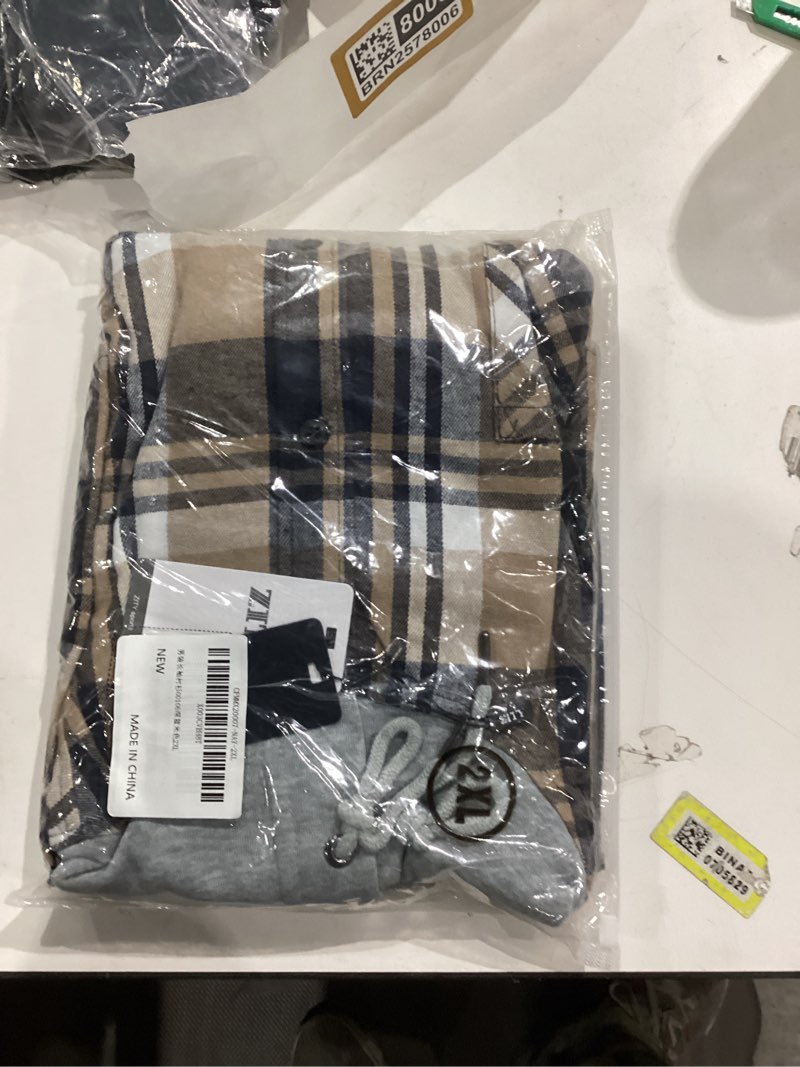 Condition photo showing As Is for ZITY Men's Flannel Hoodie Shirts Casual Button Down Plaid Shirt Jackets for Men Long Sleeve Stylish 