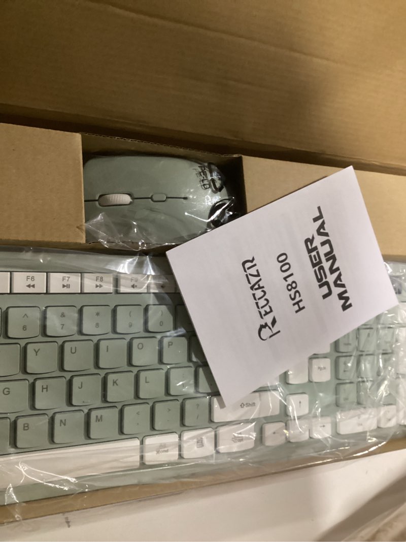 Condition photo showing New/Like New for Wireless Keyboard and Mouse Combo, Full-Sized Wireless Keyboard and Adjustable DPI Mouse, 2.4GHz USB Receiver, Silent Keyboard and Mouse for PC, Windows, MAC, Desktop, Laptop (Avocado Green)