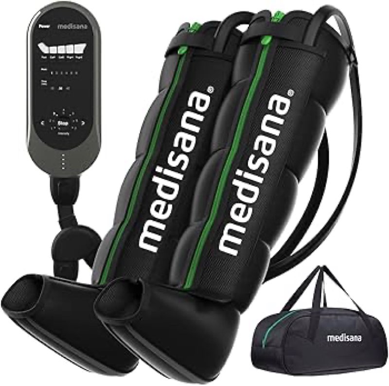 medisana leg compression massager for circulation, compression boots with 6 modes & 7 intensities, rechargeable full leg massager for athletes, muscle recovery & pain relief, christmas gifts