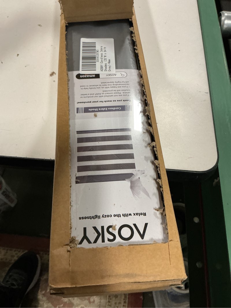Condition photo showing New/Like New for AOSKY Cordless Zebra Blinds for Windows Pull Down Roller Window Shades Dual Layer Light Filtering Pr