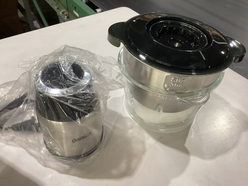 Condition photo showing New/Like New for ganiza food processors, electric food chopper with meat grinder & vegetable chopper - 2 bowls (8 cup+8 cup) with powerful 450w copper motor - includes 2 sets of bi-level blades for fruits/meat/nuts black