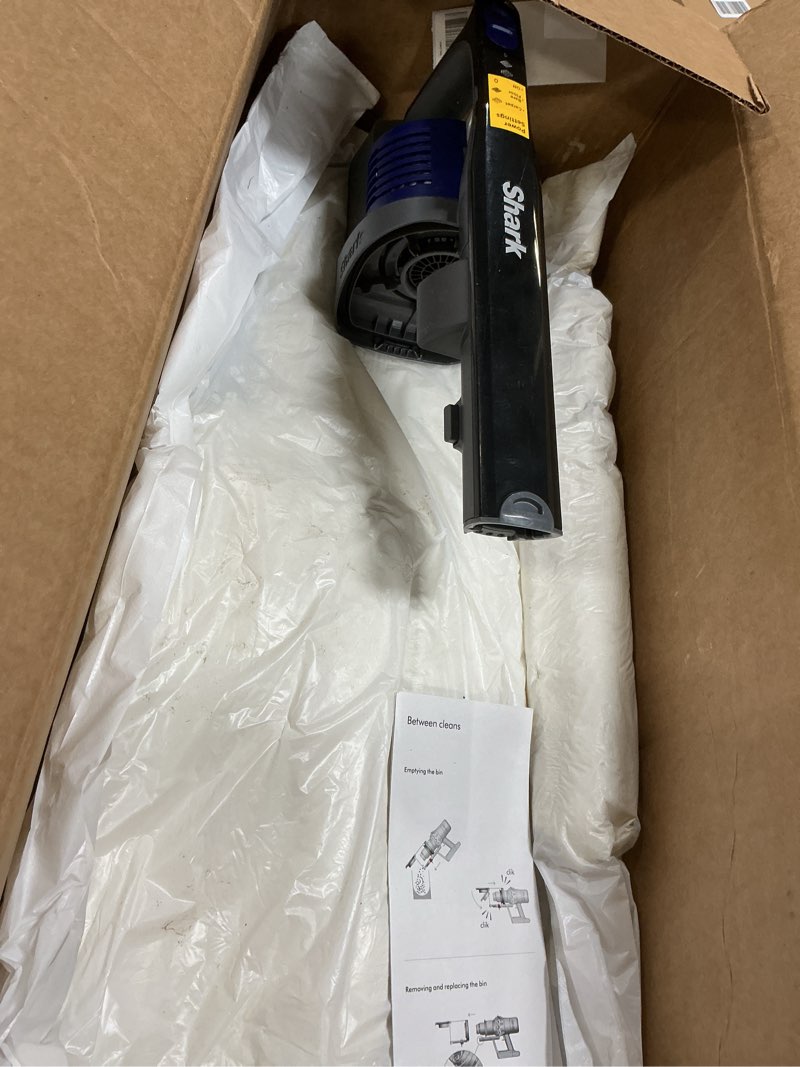 Condition photo showing As Is for shark | pet cordless vacuum cleaner | led headlights | removable handheld vacuum for pet hair | crevice tool & pet multi-tool included | 40min runtime | for carpet & hard floors | grey | ix141 pet cordless essential