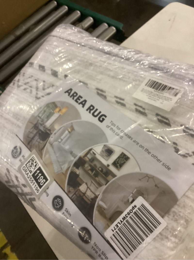 Condition photo showing New/Like New for 9x12 Area Rugs for Living Room Machine Washable Rug Distressed Indoor Carpet Neutral Moroccan Boho Rug Ultra Soft Area Rug for Bedroom Dining Room Playroom Office, Grey Grey 9' x 12' (Rectangular)