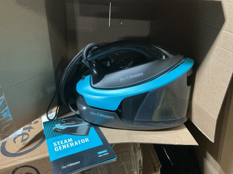 Condition photo showing Good Condition for pursteam steam station max ceramic soleplate steam iron for clothes 1500w, 50.7oz removable water tank, fast heat up self-clean, auto shut-off, professional iron steamer for ironing