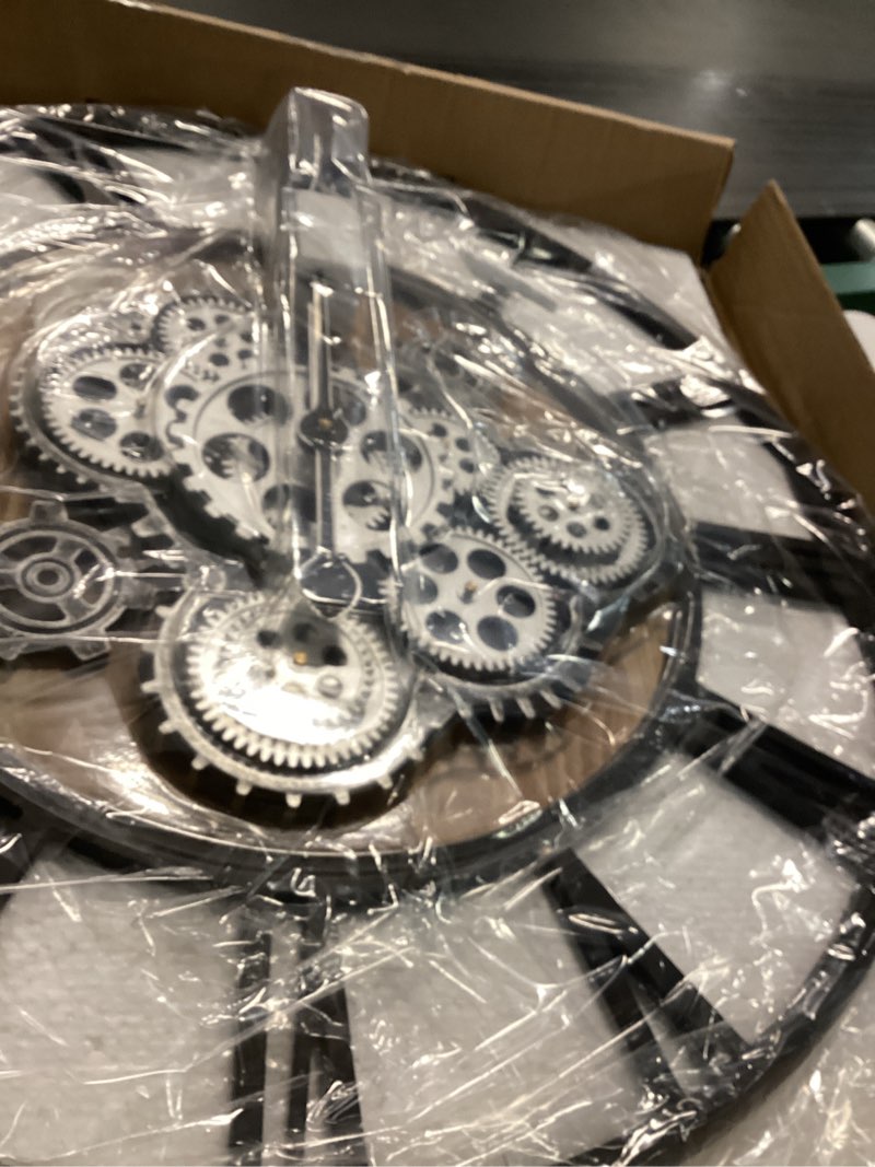 Condition photo showing Good Condition for Lafocuse 23 Inch Real Moving Gear Wall Clock, Steampunk Wooden Large Wall Clock for Living Room Decor