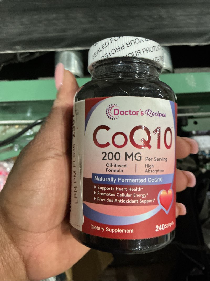 Condition photo showing Good Condition for doctor's recipes coq10 200mg per serving, high absorption coenzyme q10 supplement with olive oil, heart & vascular health, energy production & antioxidant support, 4 month supply, 240 softgels 240 count (pack of 1)