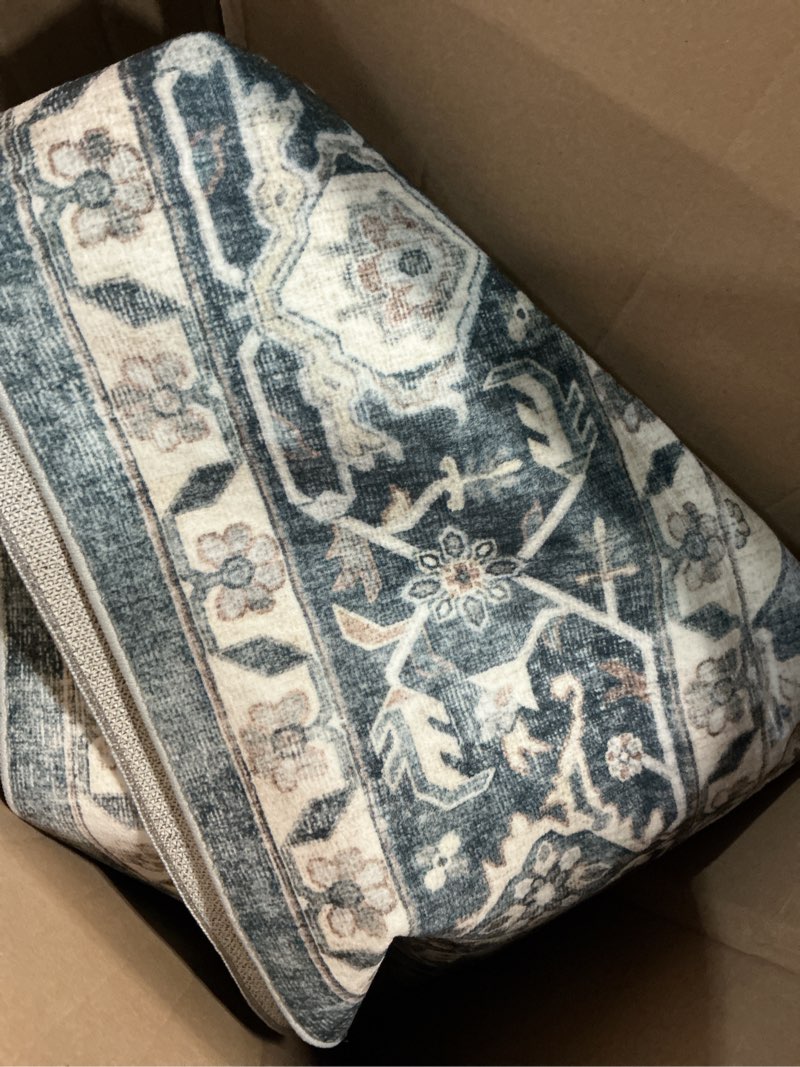 Condition photo showing Good Condition for Similar Area Rugs 8'x10' Washable Non-Slip, Floral Vintage Distress Print Pattern Medallion Carpet for Living Room Bedroom Dining Room, Light Blue Navy Beige Gray White Blue/White/Gray/Purple 8' x 10' (Rectangular)