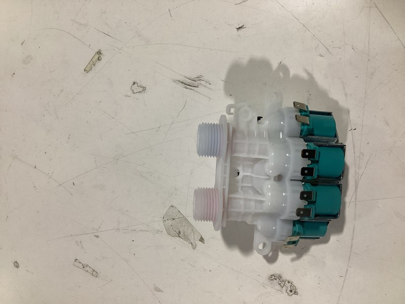Condition photo showing As Is for w11096268 w11220230 water inlet valve ome compatible with whirlpool & kenmore washing machine replaces w10632527 w10758829 w10853296 w11096268 etc (120v 60hz) 1 year warranty